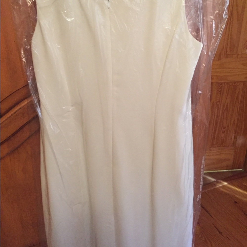 Off white sleeveless dress w long sleeve cardigan